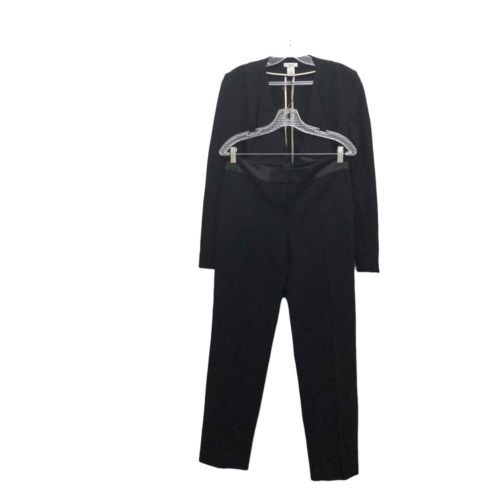 Cache  Long Sleeve Pantsuit with Detail Folded Lapels Women's Size 8 Black